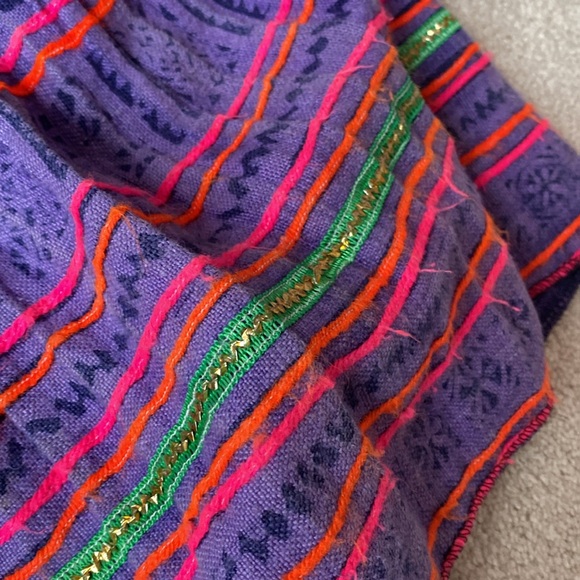 Vintage Handmade Hmong Cross-Stitch Embroidered Cotton Peasant Skirt Sz Small - Picture 12 of 13